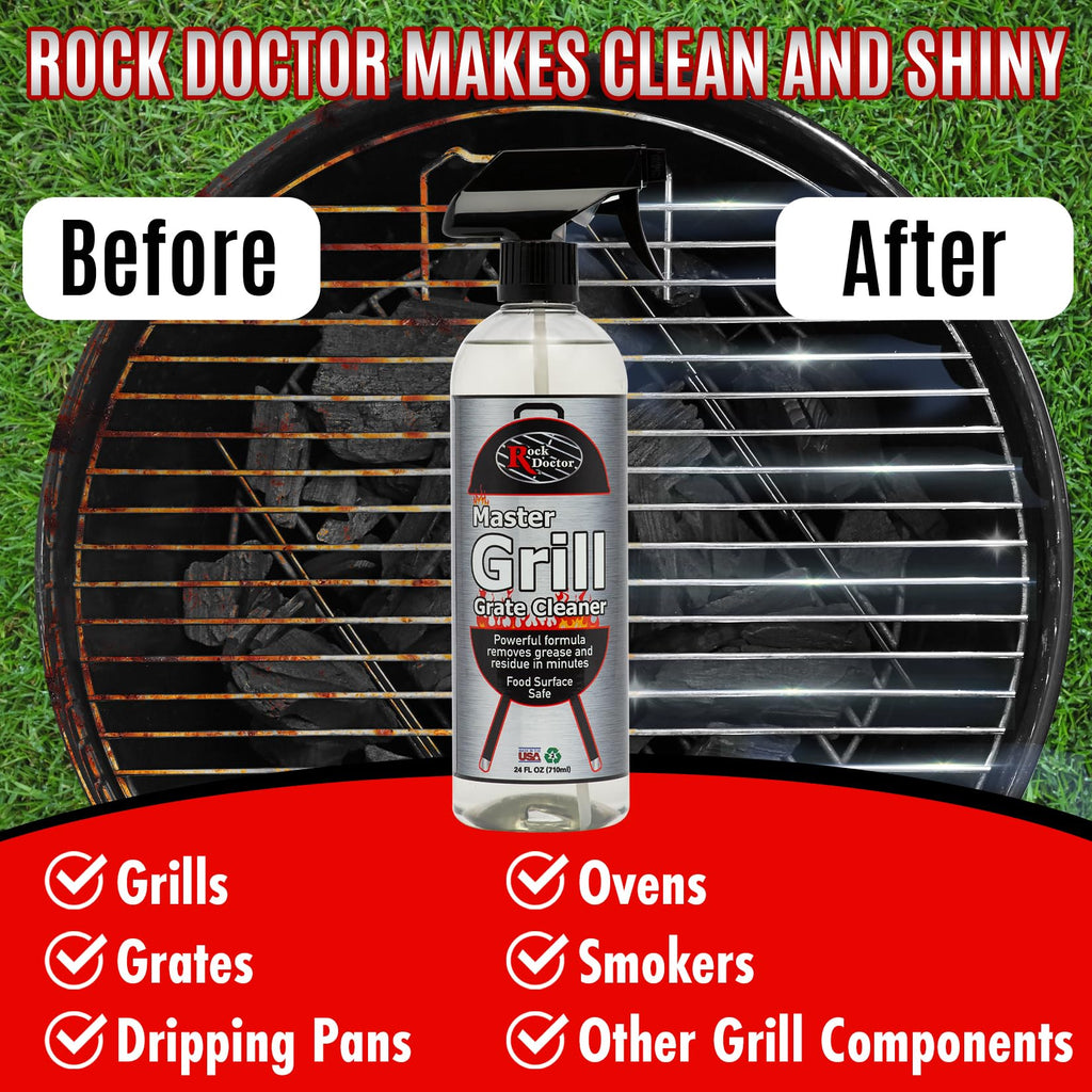 Rock Doctor Grill & Grate Cleaner 24oz. 2-Pk Food Surface Safe, Powerful Foaming Action, No Fumes, Fast Acting Formula Removes Grease, Grime