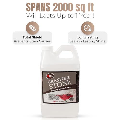 Rock Doctor Granite & Stone Impregnating Sealer – 64 oz | Stain Protection for Granite, Marble, Quartzite, Tile, Grout & Natural Stone | Covers 2000 Sq Ft | Indoor/Outdoor Use | Made in USA